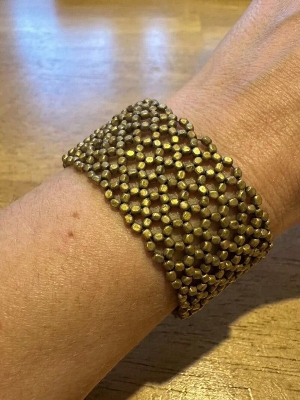 Gold Beaded Brass Bracelet